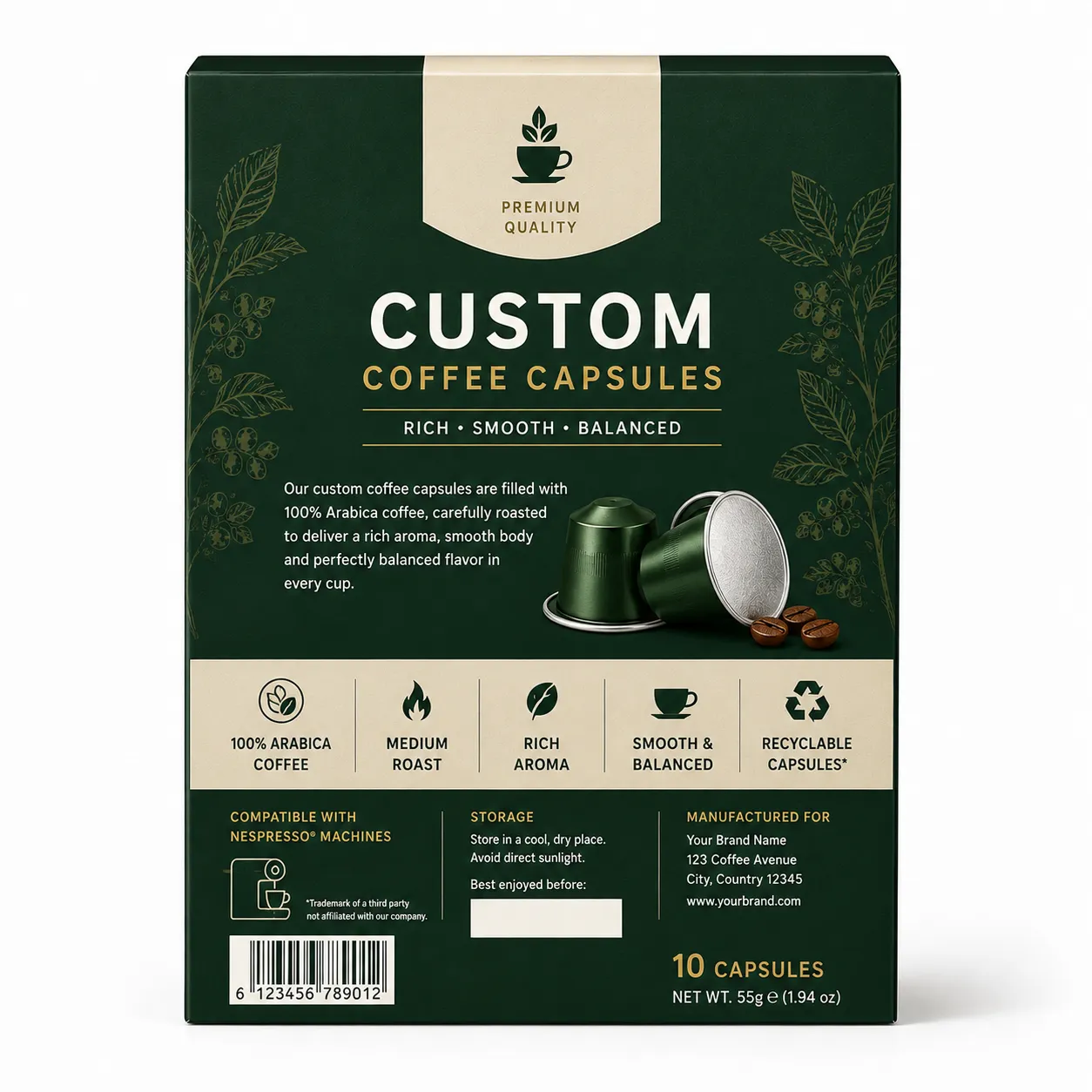 Custom Coffee Capsule Packaging